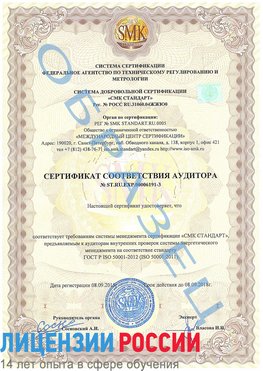 Образец сертификата соответствия аудитора №ST.RU.EXP.00006191-3 Усть-Кинельский Сертификат ISO 50001
