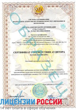 Образец сертификата соответствия аудитора №ST.RU.EXP.00014299-1 Усть-Кинельский Сертификат ISO 14001